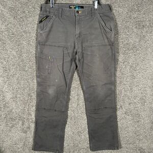 Ariat Rebar M7 Slim‎ Straight Leg Gray Canvas Work Pants Mens Size 34x32